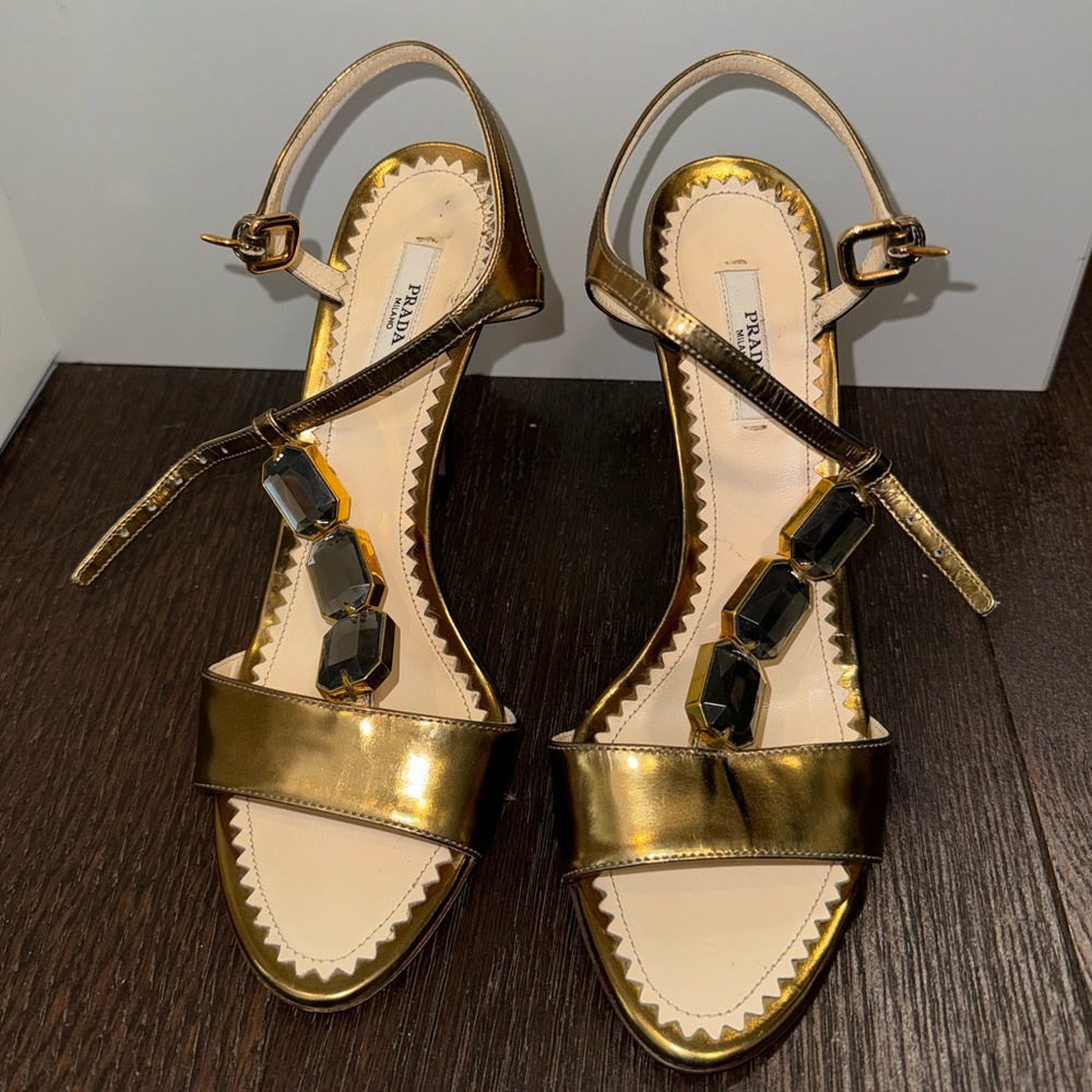 Gold/bronze Prada heels